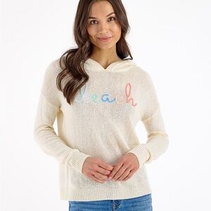 {Mia & Tess} NWT Beach Chain Stitch Pullover Hoodie Sweater in Ivory